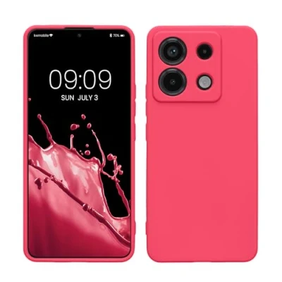Abbildung von kwmobile Handyhülle kompatibel mit Xiaomi Redmi Note 13 Pro 5G / Poco X6 Hülle Handy Case aus weichem Silikon in Neon Pink