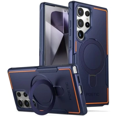 Abbildung von POETIC Neon Case Kompatibel mit Galaxy S24 Ultra 6.8 Zoll, [Magnetischer Ringständer] Dual Layer Robuste Schlanke Stoßfeste Schutzhülle, Navy Blau