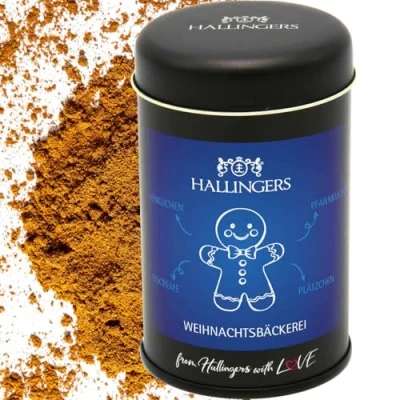 Abbildung von Hallingers Weihnachtsbäckerei Gewürz Mischung für Plätzchen, Kaffee &amp; Müsli (Dose) Adventskalender Neuheiten befüllen Neues Zuhause Ruhestand Genesung