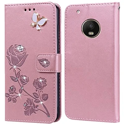 Abbildung von PKQTOP Hülle für Motorola Moto G5 Handyhülle,Klappbar Tasche Case,Standfunktion,Kartenfach,Silikon Bumper,Stoßfeste Schutzhülle Cover G5(5&quot;)