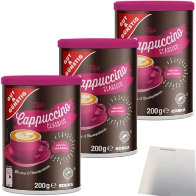 Abbildung von Gut&amp;Günstig Cappuccino Classico Instant 3er Pack (3x200g Packung) + usy Block