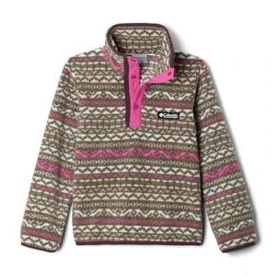 Abbildung von Columbia Helvetia Printed HALF SNAP Unisex Fleecepullover für Kinder, Größe: 104/116, Pink ice madras