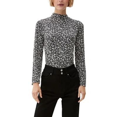 Abbildung von s.Oliver MET Opstaande Kraag Langarmshirt, Damen, Größe: 42, Schwarz
