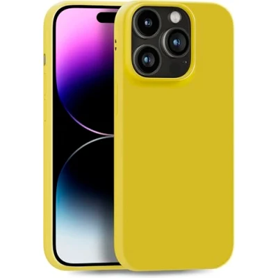 Abbildung von MyGadget Hülle kompatibel mit iPhone 14 Pro robuste Silikon Schutzhülle TPU Case Slim Silikonhülle Back Cover Ultra Kratzfest Handyhülle matt Gelb