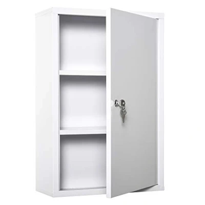 Abbildung von Kleankin Medizinschrank (Set, 1 St., Arzneischrank) Erste Hilfe Schrank mit Schloss 3 Fächer Stahl Weiß
