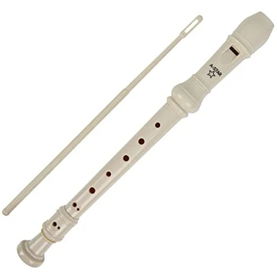 Abbildung von A Star Sopran /Descant Schulblockflöteninstrument, englische/barocke Griffweise Tonart C mit Lerntabelle, Tasche, Putzstock Beige