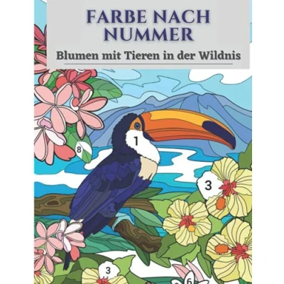 Abbildung von Farbe nach Nummer Blumen mit Tieren in der Wildnis: für Kinder, ein Malbuch Erwachsene lustigen, einfachen und entspannenden Ausmal Seiten (Farbe Färbung Bücher Erwachsene)