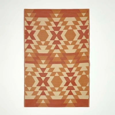 Abbildung von Homescapes Outdoor Teppich Anya rot orange 150x240 cm, wetterfester mit Ethno Muster