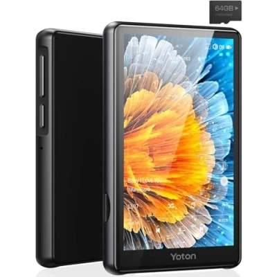 Abbildung von YOTON MP3 Player, mit Bluetooth 5.0, 4 Zoll Voll Touchscreen MP4 Player Lautsprechern, HiFi Lossless Sound, E Books, FM Radio, Notizblock, inkl. Kopfhörer und 64GB TF Karte