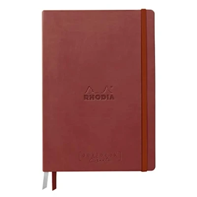 Abbildung von Clairefontaine Rhodia 194153C Rhodiarama, Goalbook Creation DIN A5 mit festem Umschlag, 50 Blatt Lavis technique weiß blanko 200g, Gummizugverschluss, 1 Stück, Nacarat Rot