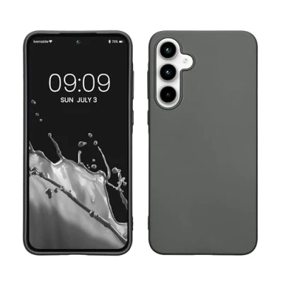 Abbildung von kwmobile Case kompatibel mit Samsung Galaxy A35 Hülle Schutzhülle aus Silikon metallisch schimmernd Handyhülle Metallic Grau