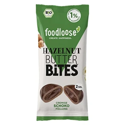 Abbildung von foodloose Bio Hazelnut Butter Bites Schoko Leckerer Snack aus Datteln mit cremiger Haselnussmus Füllung Vegan, Bio, glutenfrei &amp; ohne raffinierten Zucker