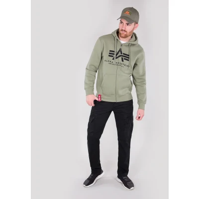 Abbildung von Alpha Industries Basic Hoody Sweatjacke, Herren, Größe: Large, Olive