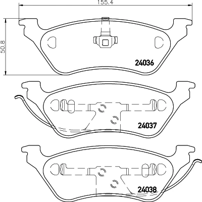 Abbildung von HELLA 8DB 355 011 061 Bremsbelagsatz nicht für Verschleißwarnanzeiger vorbereitet CHRYSLER: Voyager 4, Grand IV, / 3