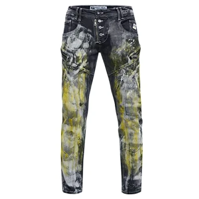 Abbildung von Rusty Neal MORI Jeans Slim Fit, Herren, Größe: 29x32, Black used yellow washed