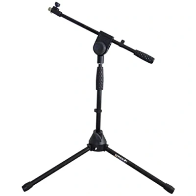 Abbildung von keepdrum EMS013 Mikrofonständer PRO Stativ halbhoch ausziehbar mit Galgen und Guss Sockel