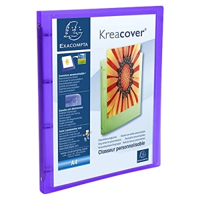 Abbildung von Exacompta 51969E Präsentationshefter KreaCover Kunststoffbezug außen und innen. 4 Ring Mechanik DIN A4 Rücken 20mm ideal für Angebots Unternehmenspräsentationen 1 Stück Zufallsfarbe