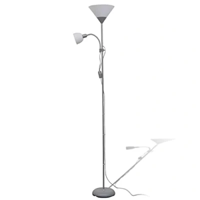Abbildung von vidaXL Deckenfluter Grau Stehlampe Stehleuchte Standleuchte Leseleuchte Lampe