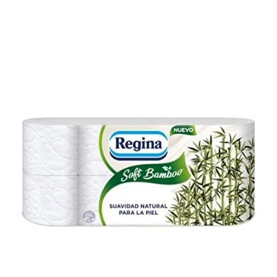 Abbildung von Regina Soft Bamboo Toilettenpapier, 8 Rollen, 3 Schichten, 160 Blatt, natürliche Weichheit für Ihre Haut, Toilettenpapier aus Bambusfasern, Papierverpackung, FSC zertifiziert