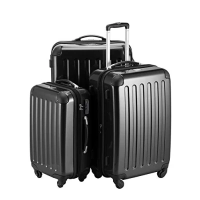 Abbildung von HAUPTSTADTKOFFER Alex 3er Kofferset, Trolley Set, Rollkoffer, Reisekoffer, (S, M &amp; L), Schwarz