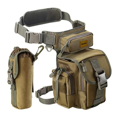 Abbildung von Multifunktional Drop Leg Taille Tasche Taktischer Militär Oberschenkel Hip Outdoor Pack für Motorrad Wandern Reisen Angeln Werkzeugtasche (Coyote Tan)