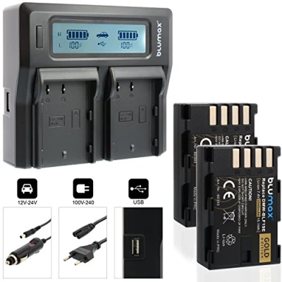 Abbildung von 2X Blumax Akku ersetzt Panasonic DMW BLF19 / BLF19E 2040mAh + Doppel Ladegerät komaptibel mit Lumix DMC GH3 GH4 GH4R DC GH5 GH3A GH3H
