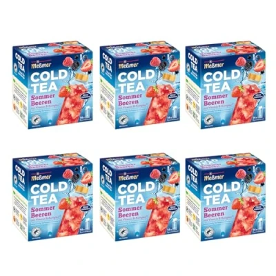 Abbildung von Meßmer Cold Tea Sommer Beere 6er Pack mit 84 Pyramidenbeuteln Glutenfrei Laktosefrei Vegan
