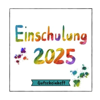 Abbildung von Gutscheinheft Einschulung: Gutscheinbuch zum selbst gestalten 12 farbige Gutscheine einer für jeden Monat Geschenkbuch 1. Schultag Edition bunt
