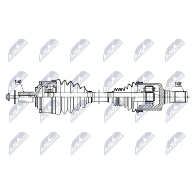Abbildung von NTY NPW VV 164 Antriebswelle Vorderachse links 599mm Automatikgetriebe VOLVO: S90 II