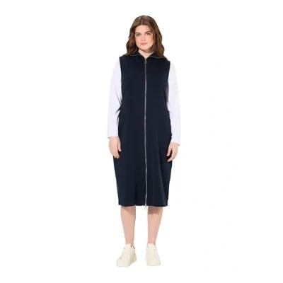 Abbildung von Ulla Popken ZIP Front Sleeveless Freizeitkleid, Damen, Größe: 54/56, Navy blue