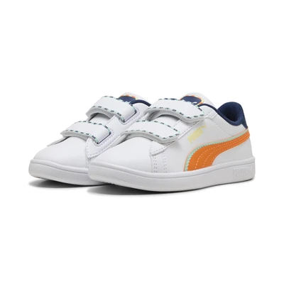 Abbildung von Puma Smash 3.0 Playdate Sneakers Kinder Schuhe White/Orange Glo Größe: 34