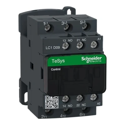 Abbildung von Schneider Electric TeSys D AC Schütz LC1D09F7, 110 V AC, 50/60 Hz, 3 polig, NO, 9 A, feste und DIN Schienenmontage