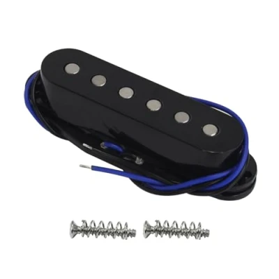 Abbildung von FLEOR Alnico 5 ST Tonabnehmer Flachpol Single Coil Pickup Mitte für SQ E Gitarre, schwarz