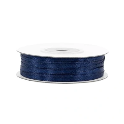 Abbildung von 50m Rolle Satinband 3mm // Schleifenband Deko Band Dekoband Geschenkband Dekoration Hochzeit Taufe (dunkelblau/navy 370)