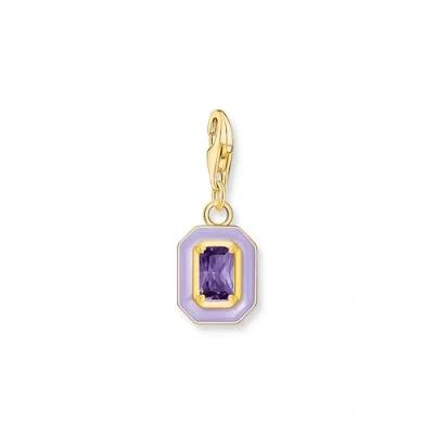 Abbildung von THOMAS SABO Damen Charm Anhänger Oktagon mit violettem Stein und Kaltemaille vergoldet 925 Sterlingsilber, 750 Gelbgold Vergoldung, Kaltemail 2034 565 13