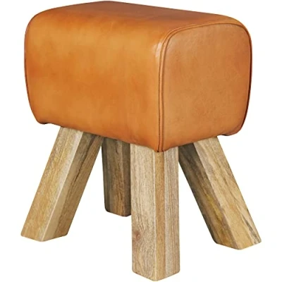 Abbildung von möbelando Design Turnbock Sitzhocker Braun 40 x 30 47 cm Turnhocker Hocker Lederhocker Springbock Beistellhocker Echtleder Fußhocker