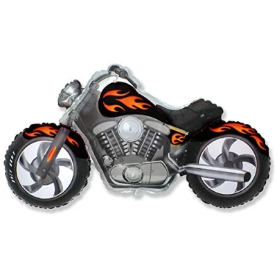 Abbildung von Ballonim® Motorrad Schwarz/Orange ca. 80cm Luftballons Folienballon Party DekorationGeburtstag