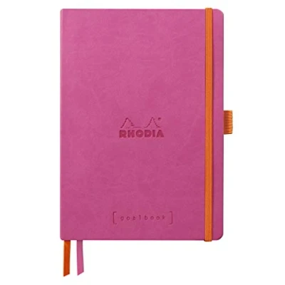 Abbildung von Rhodia 117809C Notizheft Softcover Rhodiarama Goalbook DIN A5 (14,8x21 cm), 120 Blatt, DOT, 2 Lesezeichenbänder, Gummizugverschluss, Cover aus Kunstleder, Fuchsia, 1 Stück