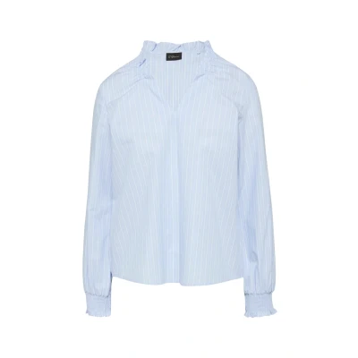 Abbildung von s.Oliver Black Label Gestreifte MIT Gummizug AM Ausschnitt Bluse, Damen, Größe: 34, Weiß