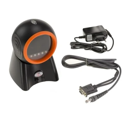 Abbildung von KALEA INFORMATIQUE Handheld Scanner für EAN Barcodes und 2D QR Codes zum Aufstellen an der Kasse. Serielle Schnittstelle COM RS232.