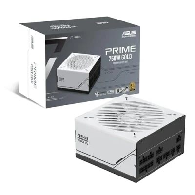 Abbildung von ASUS Prime 750W Gold Netzteil (750 Watt, für Allround PCs und Gaming PCs, 80 Plus Zertifizierung, ATX 3.0 kompatibel, Lüfter mit Doppelkugellagern, schwarz/weiß)