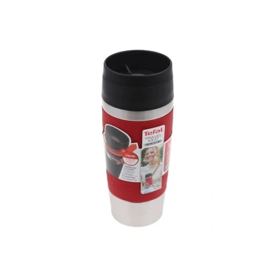 Abbildung von Tefal N2020410 Reisebecher, klassisch, rot, 0,36 l, Komfort Schraubdeckel, schnell drücken, Soft Touch Hülle, reisebereit, wiederverwendbar, 100% auslaufsicher, hält Getränke kalt (8 Stunden) und