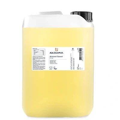 Abbildung von Naissance Natürliches Süßes Mandelöl (Nr. 215) 5 Liter Vegan, Gentechnikfrei Ideal zur Haar und Körperpflege, für Aromatherapie als Basisöl Massageöle