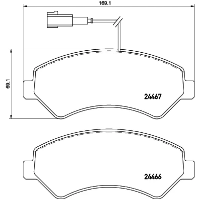 Abbildung von HELLA 8DB 355 019 901 Bremsbelagsatz mit integriertem Verschleißwarnkontakt Bremssattelschrauben Zubehör FIAT: Ducato III Kastenwagen