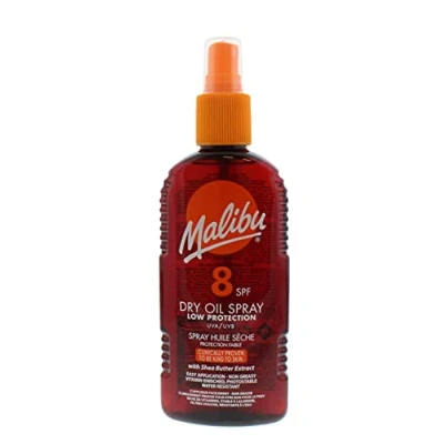 Abbildung von Malibu Wasserabweisendes, nicht fettendes Trockenöl mit niedrigem Schutz, Sonnenspray, LSF 8, 200 ml
