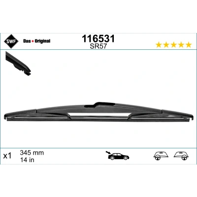 Abbildung von Scheibenwischer Swf Rear 116531 345mm hinten Standard SUBARU: Forester IV, MAZDA: CX 30, HONDA: Jazz 3 Schrägheck