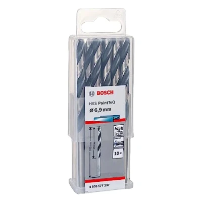 Abbildung von Bosch Professional 10 Stück HSS Spiralbohrer PointTeQ (für Metall, 6,9 x 69 109 mm, Zubehör Bohrschrauber)