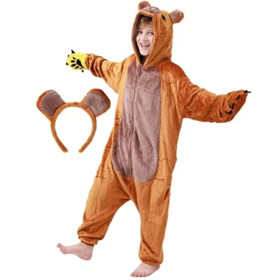 Abbildung von Corimori Jumpsuit Flauschiges Bären Kostüm für Kinder (2 tlg) Jumpsuit, Pyjama, Fasching, Kigurumi, Bär &quot;Winfred&quot;