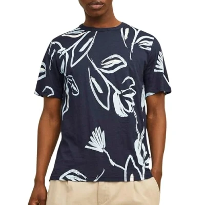 Abbildung von Jack &amp; Jones Premium ALL OVER Rundhals Tshirt print, Herren, Größe: Large, Navy blazer