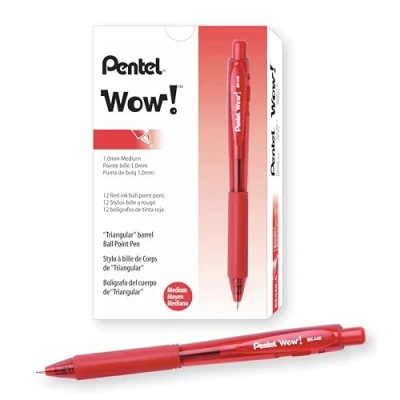 Abbildung von Pentel BK440 B, 12 stk Kugelschreiber mit Druckmechanik und ergonomischer Dreiecksgriffzone, rot